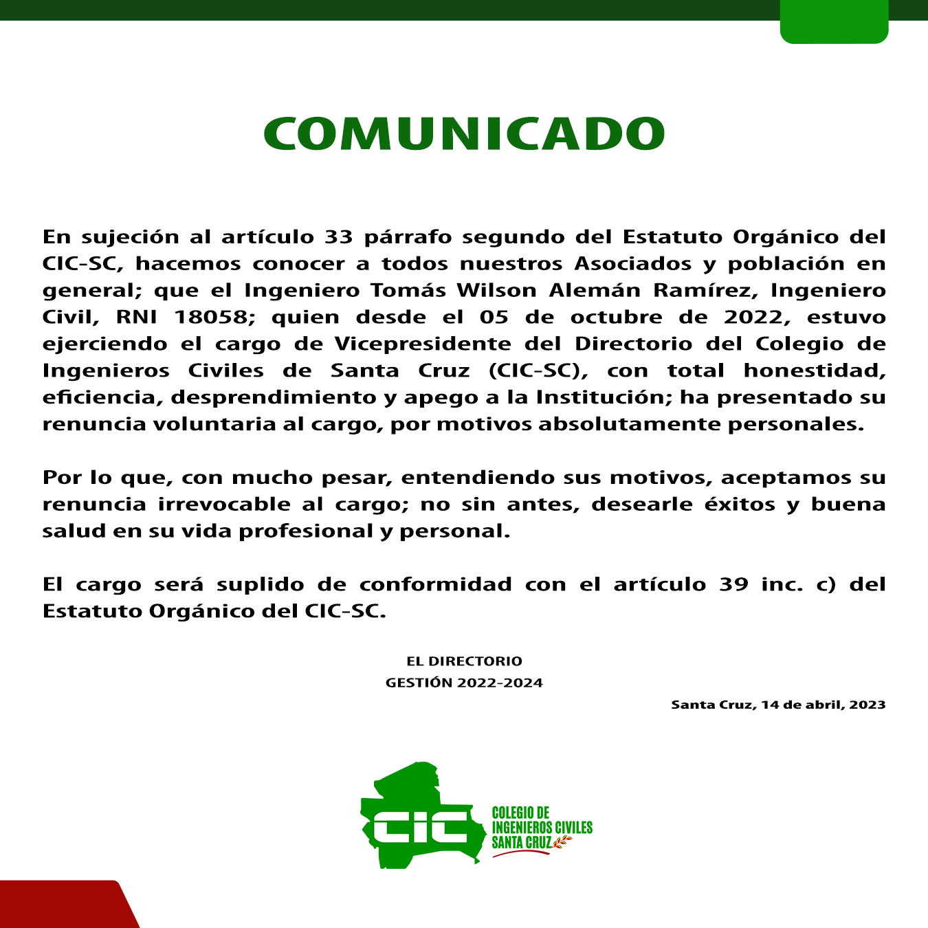 COMUNICADO